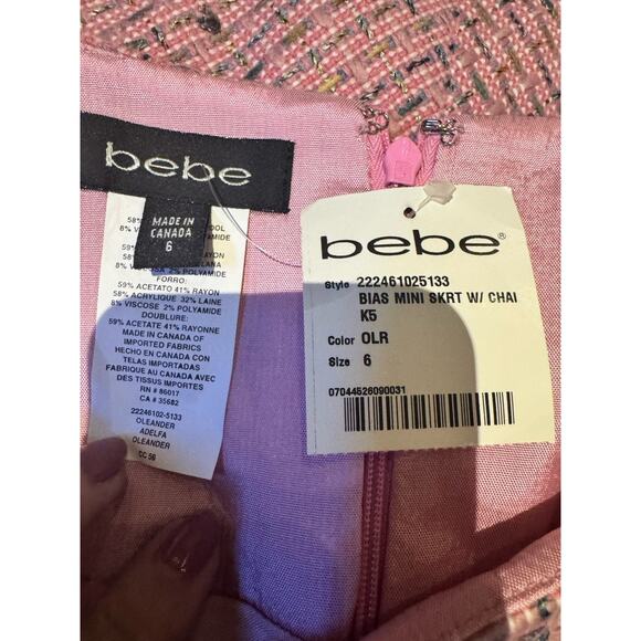 Vintage Bebe 90’s Suit W/ Original Tags , Real Suede Trimmed Tweed Size 6 - Picture 4 of 6